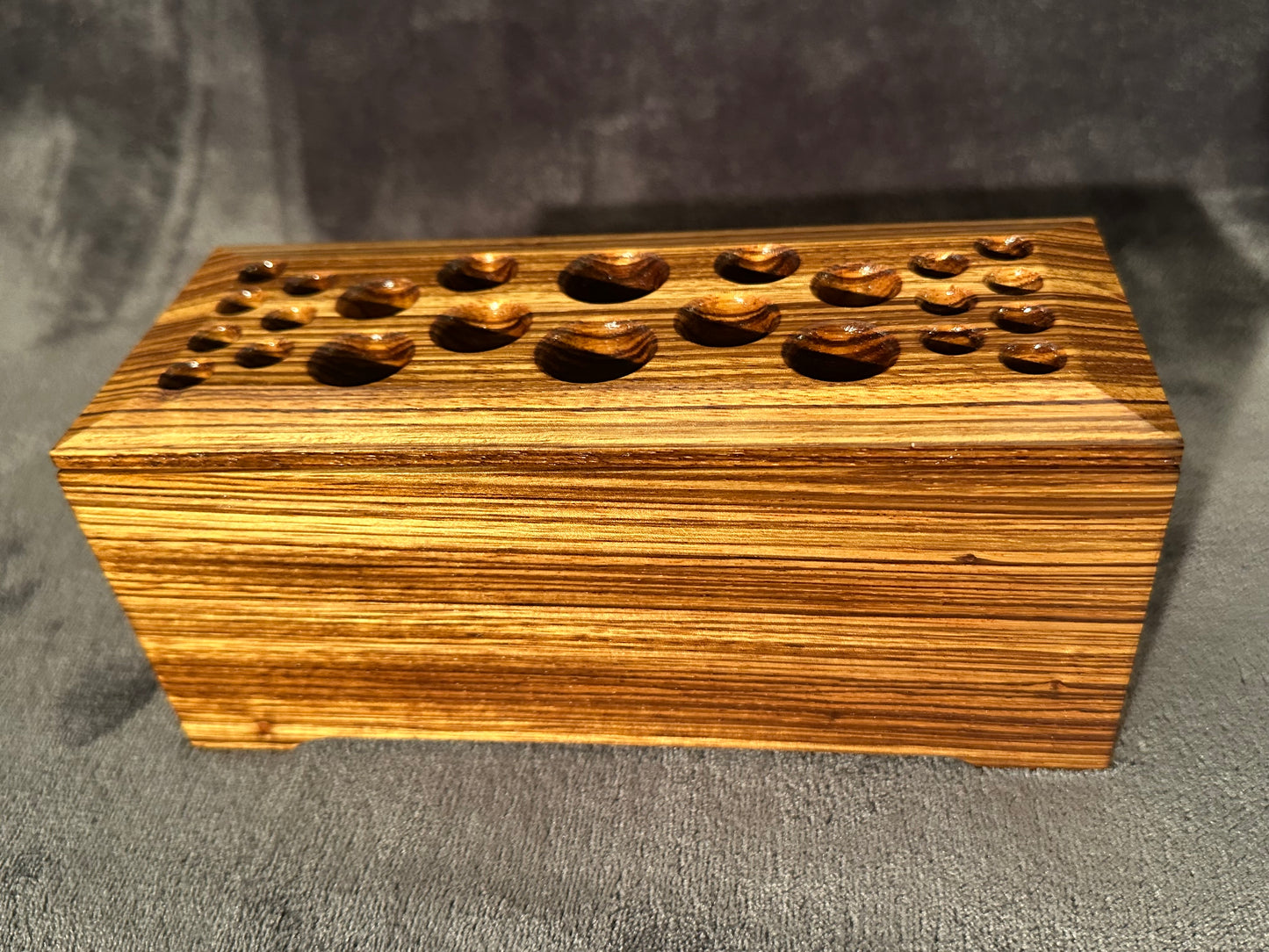Zebrawood Makeup Brush Holder, Exotic Wooden box with Lid, Makeup Brush Organizer, Makeup Brush Holder for Vanity