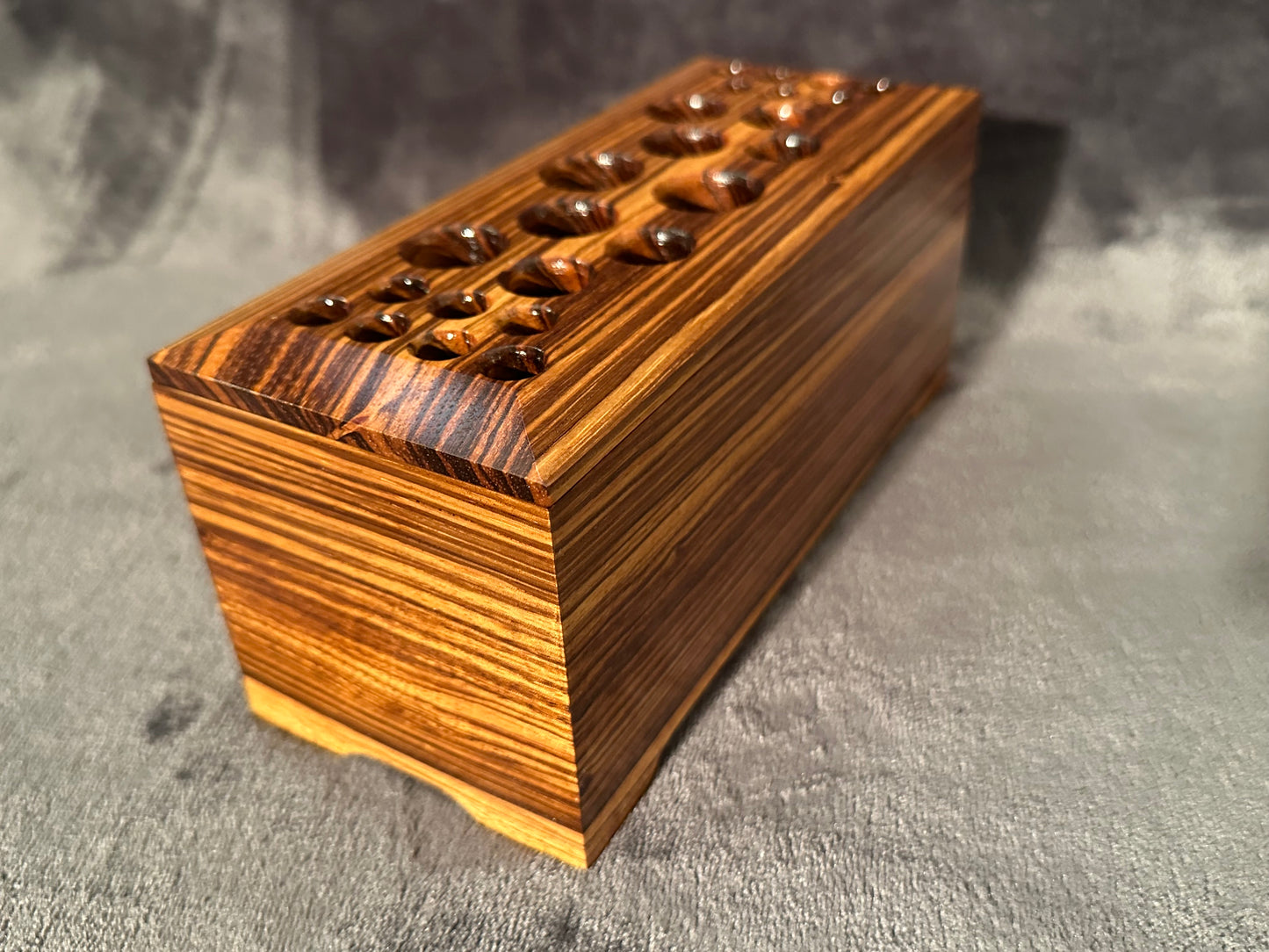 Zebrawood Makeup Brush Holder, Exotic Wooden box with Lid, Makeup Brush Organizer, Makeup Brush Holder for Vanity