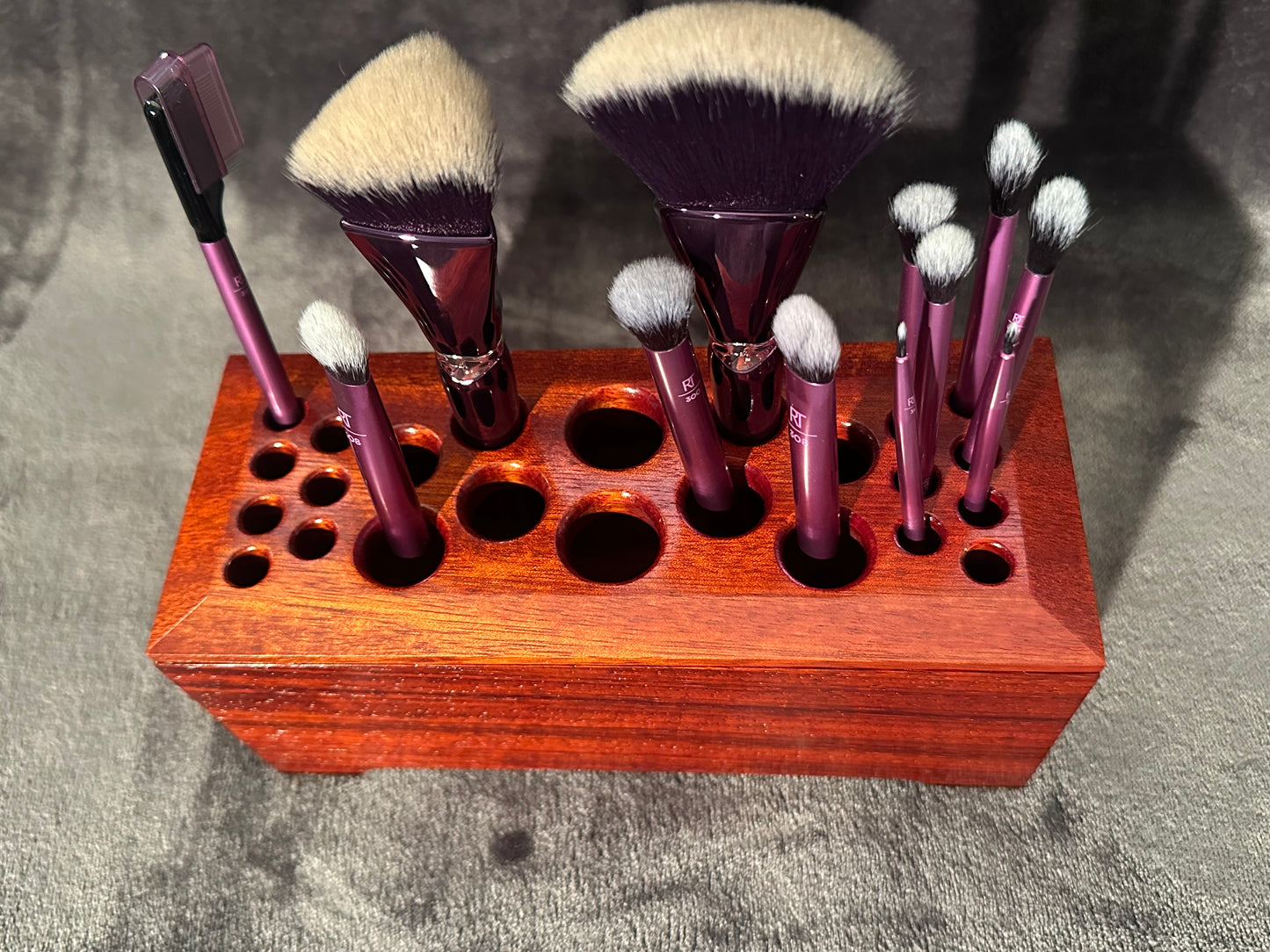 Exotic African Padauk Hardwood Makeup Brush Holder, Artist Brush Organizer, Makeup Brush Accessories, Wooden Brush Holder