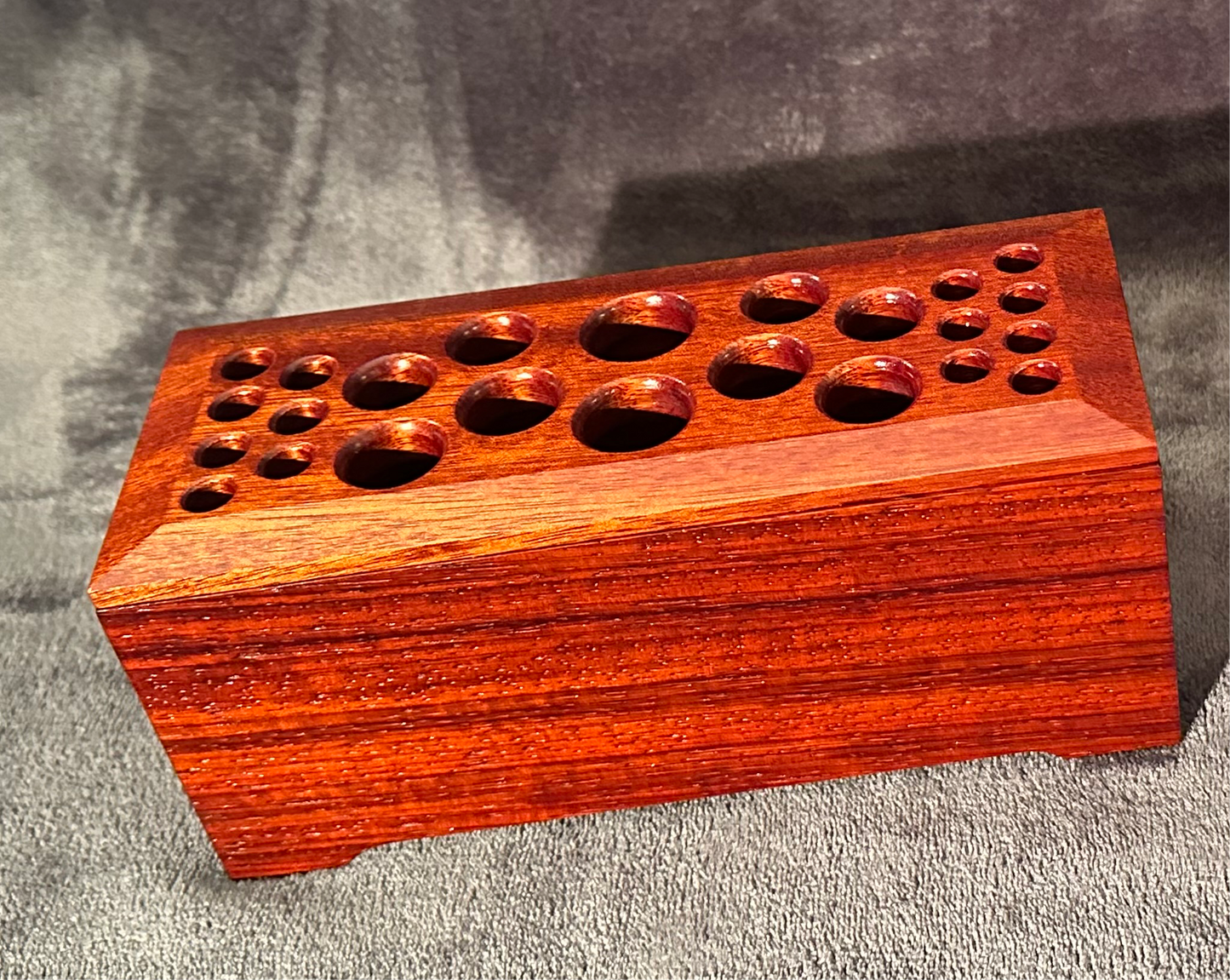 Exotic African Padauk Hardwood Makeup Brush Holder, Artist Brush Organizer, Makeup Brush Accessories, Wooden Brush Holder