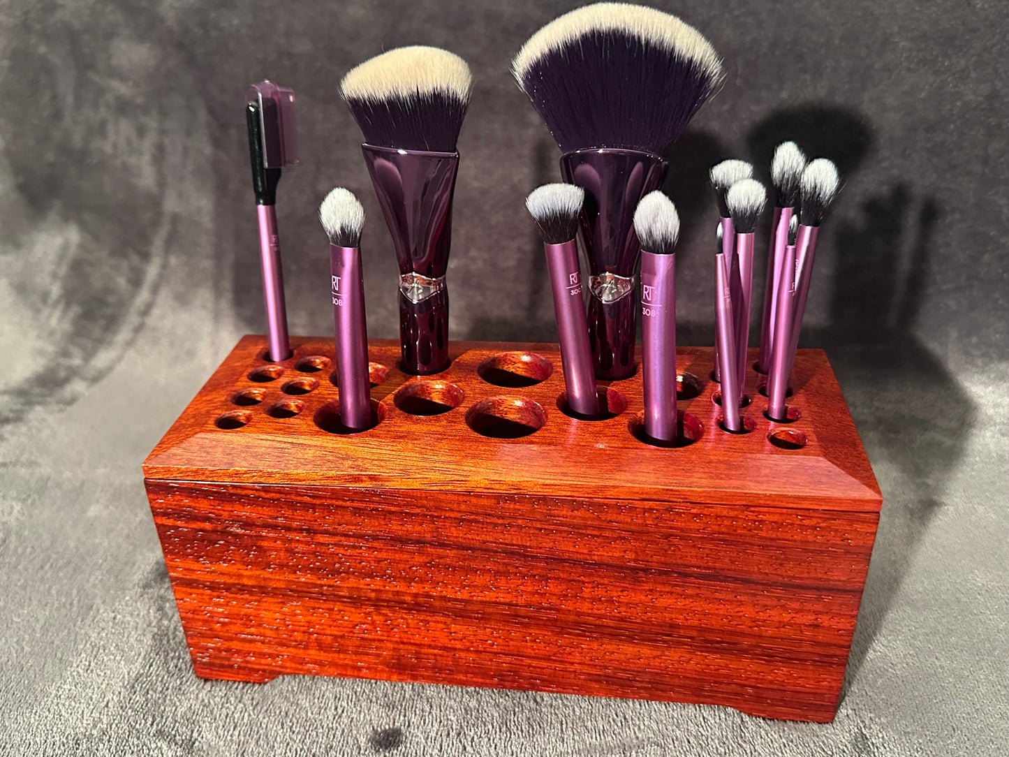 Exotic African Padauk Hardwood Makeup Brush Holder, Artist Brush Organizer, Makeup Brush Accessories, Wooden Brush Holder