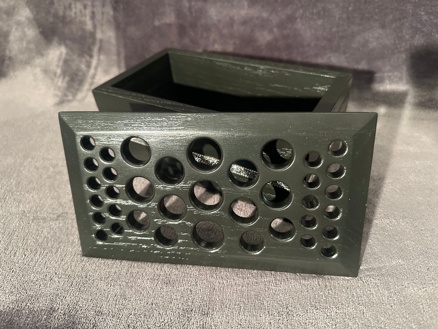 Satin Black Makeup Brush Holder with Sparkle Band Inlay, Makeup Brush Storage, Artist Brush Holder, Red Oak Makeup Brush Organizer