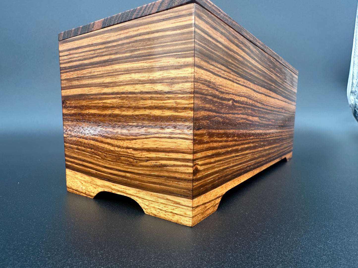 Zebrawood Makeup Brush Holder, Exotic Wooden box with Lid, Makeup Brush Organizer, Makeup Brush Holder for Vanity