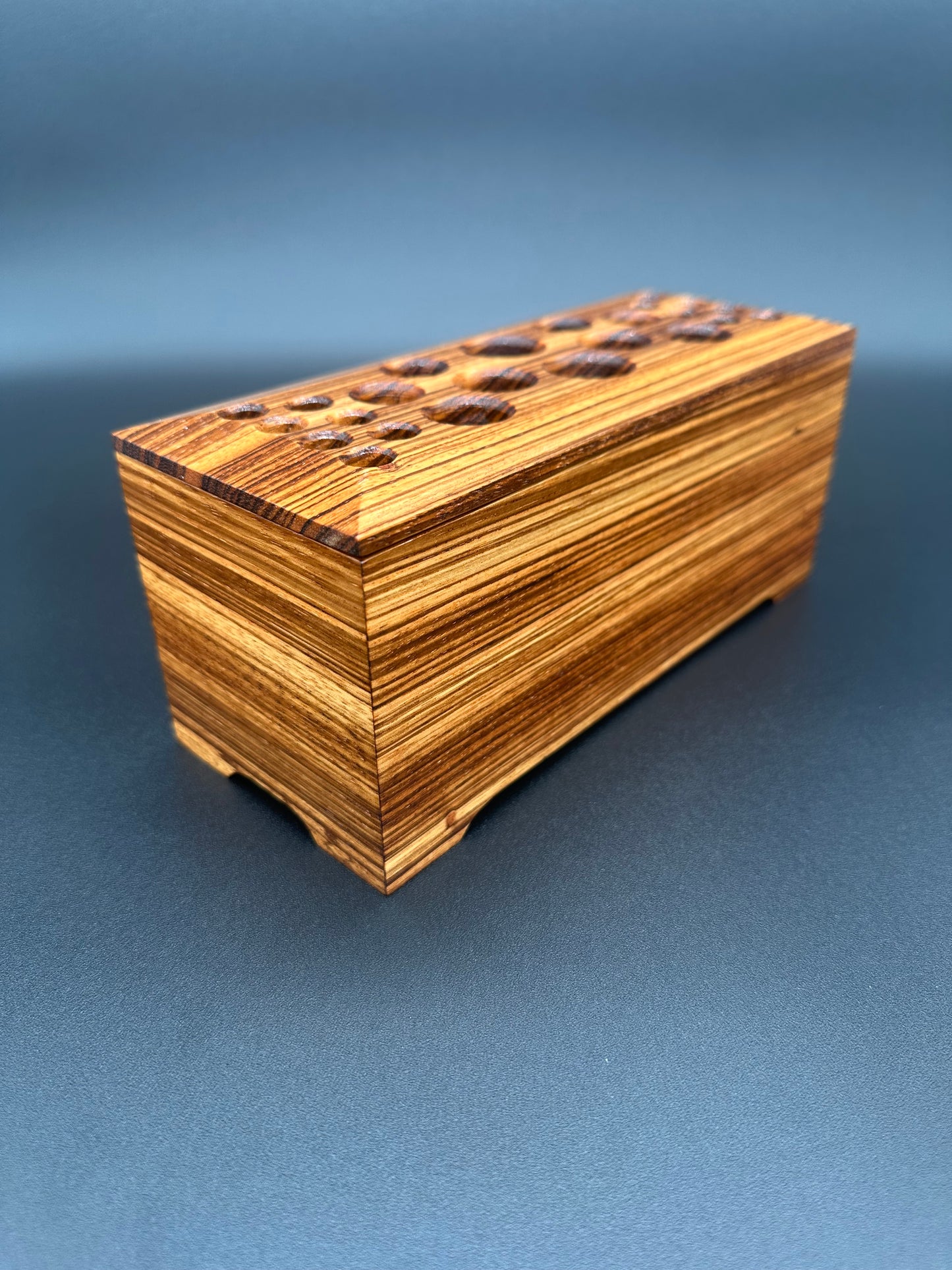 Zebrawood Makeup Brush Holder, Exotic Wooden box with Lid, Makeup Brush Organizer, Makeup Brush Holder for Vanity