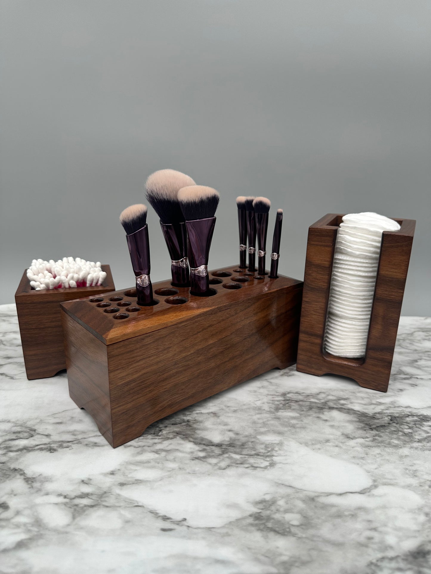 Walnut Hardwood Makeup Brush Holder, Makeup Brush Stand, Artist Brush Storage Box, Makeup Brush Organizer Box