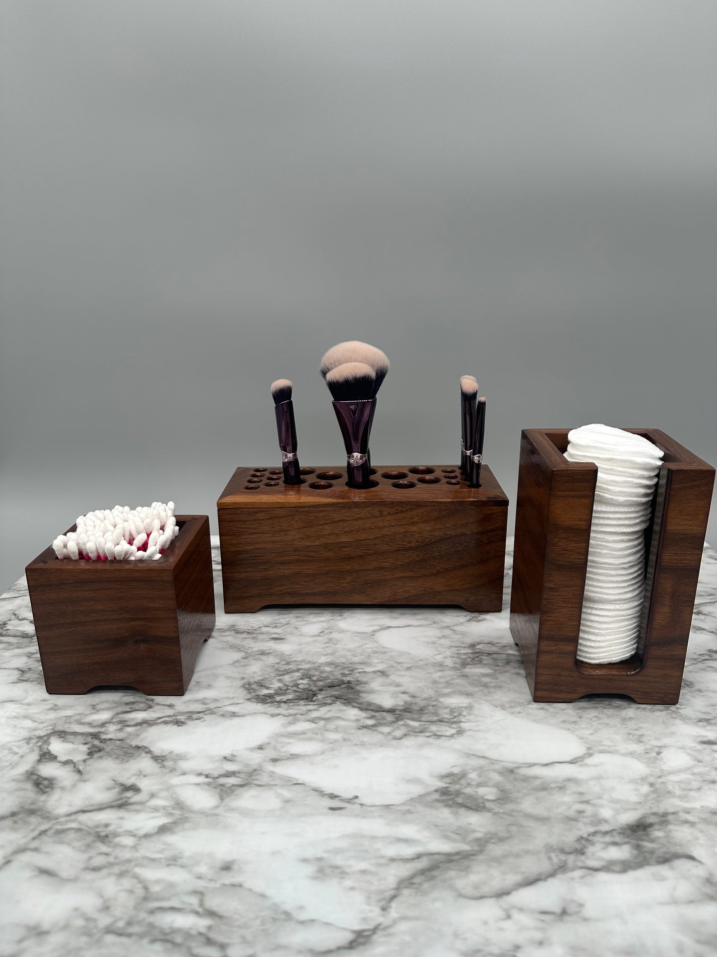 Walnut Hardwood Makeup Brush Holder, Makeup Brush Stand, Artist Brush Storage Box, Makeup Brush Organizer Box